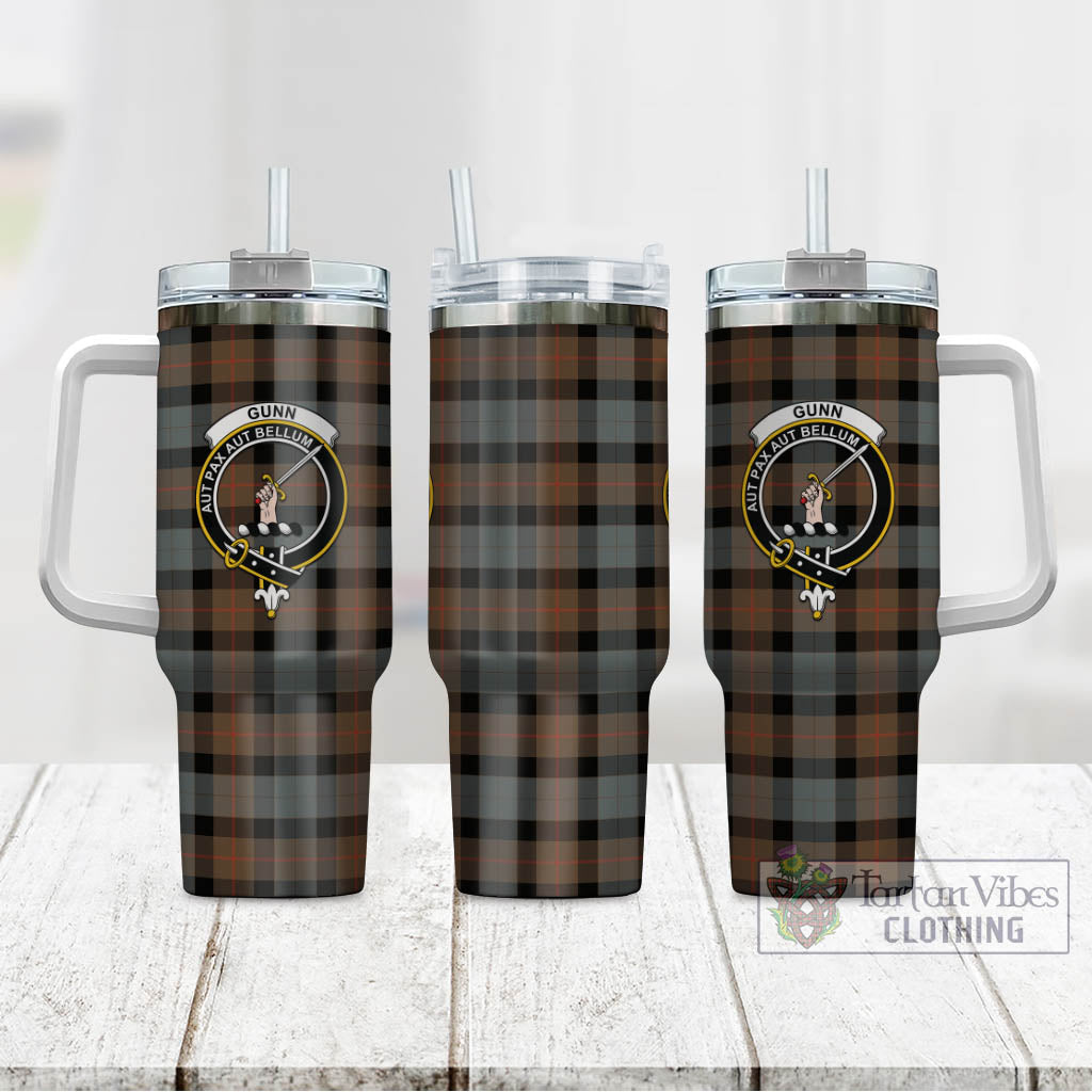 Tartan Vibes Clothing Gunn Weathered Tartan and Family Crest Tumbler with Handle
