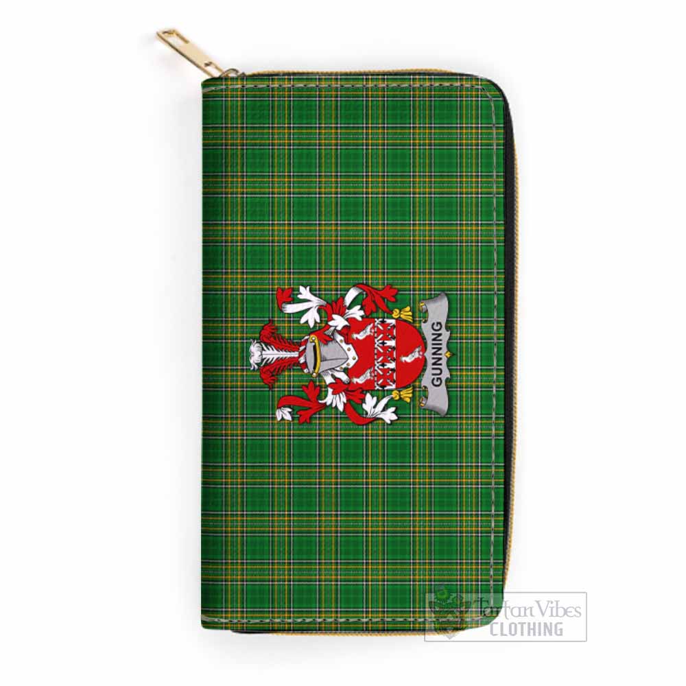 Tartan Vibes Clothing Gunning Irish Clan Tartan Women's Leather Wallet with Coat of Arms