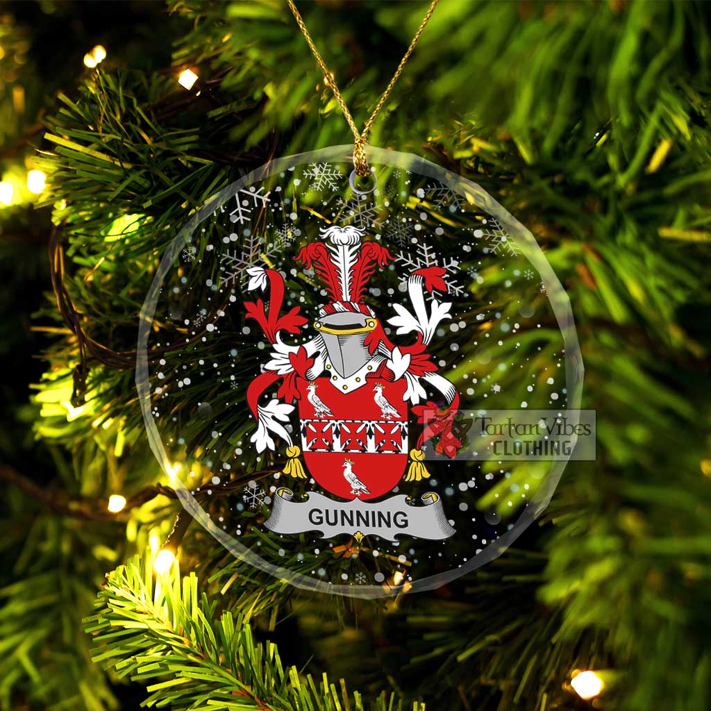 Tartan Vibes Clothing Gunning Irish Clan Christmas Glass Ornament with Coat of Arms