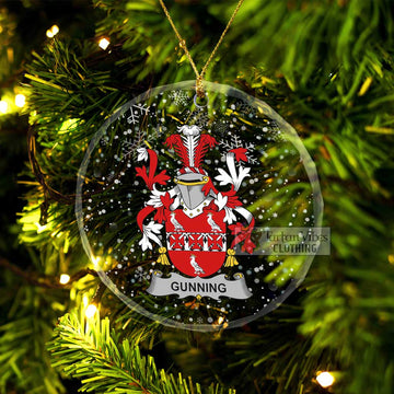 Gunning Irish Clan Christmas Glass Ornament with Coat of Arms