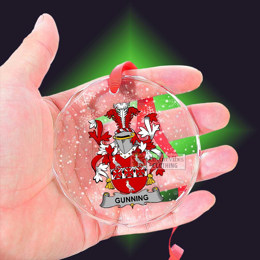Tartan Vibes Clothing Gunning Irish Clan Christmas Glass Ornament with Coat of Arms