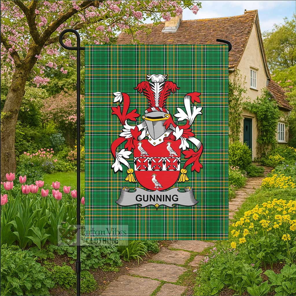 Gunning Irish Clan Tartan Flag with Coat of Arms