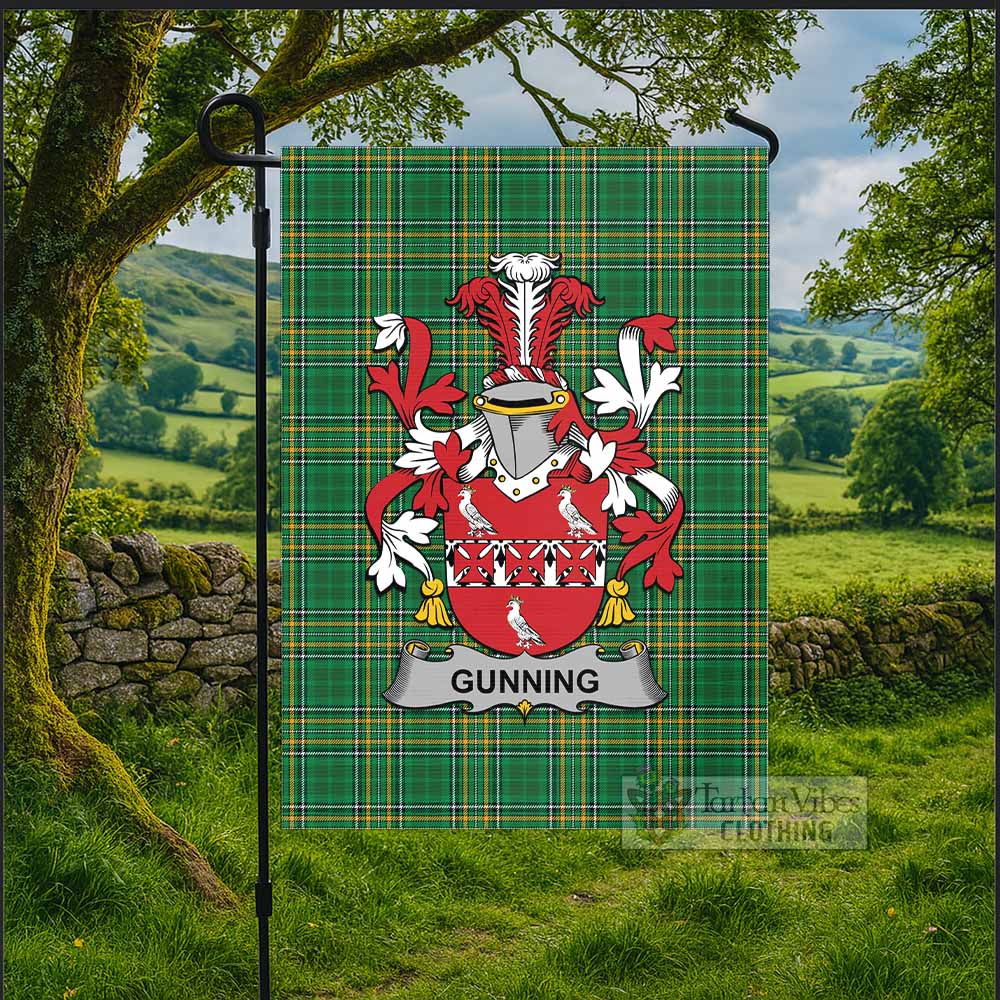 Gunning Irish Clan Tartan Flag with Coat of Arms