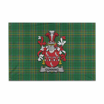Gunning Irish Clan Tartan House Flag with Coat of Arms