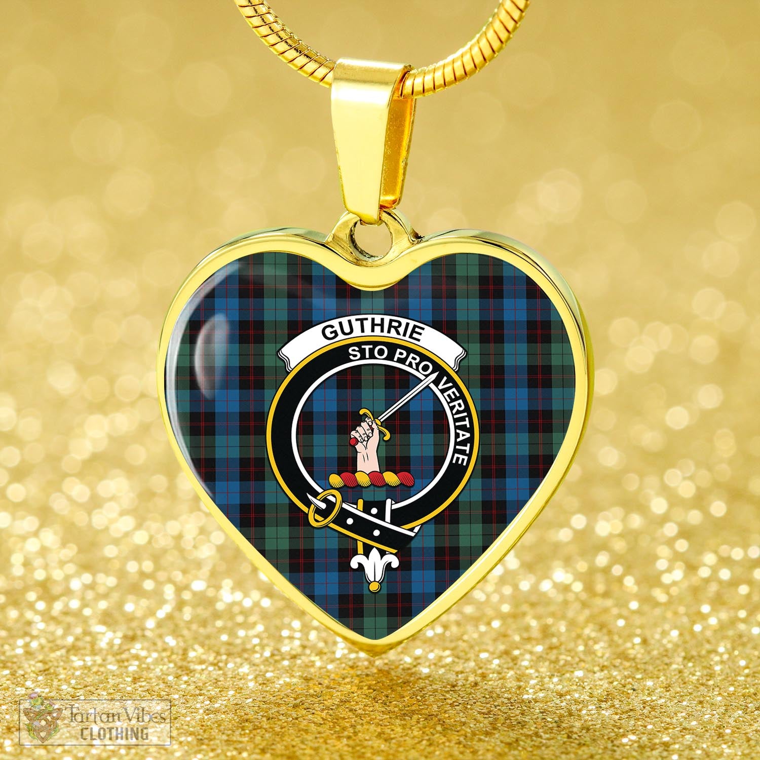 Guthrie Tartan Heart Necklace with Family Crest - Tartan Vibes Clothing