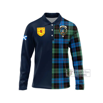 Guthrie Tartan Long Sleeve Polo Shirt Alba with Scottish Lion Royal Arm Half Style Unisex - Tartan Vibes Clothing