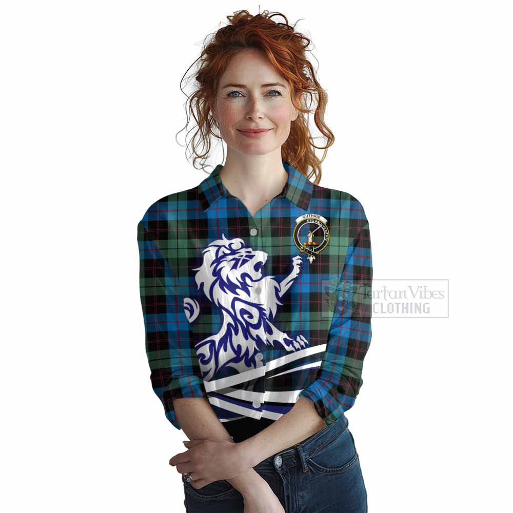 Guthrie Tartan Women's Casual Shirt with Alba Gu Brath Regal Lion Emblem Female - Tartan Vibes Clothing