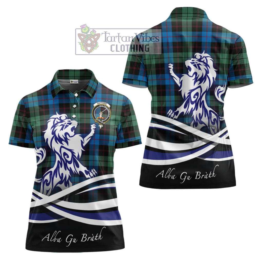 Guthrie Tartan Women's Polo Shirt with Alba Gu Brath Regal Lion Emblem Women - Tartan Vibes Clothing