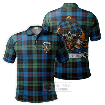 Guthrie Tartan Polo Shirt with Family Crest and Bearded Skull Holding Bottles of Whiskey Kid - Tartan Vibes Clothing