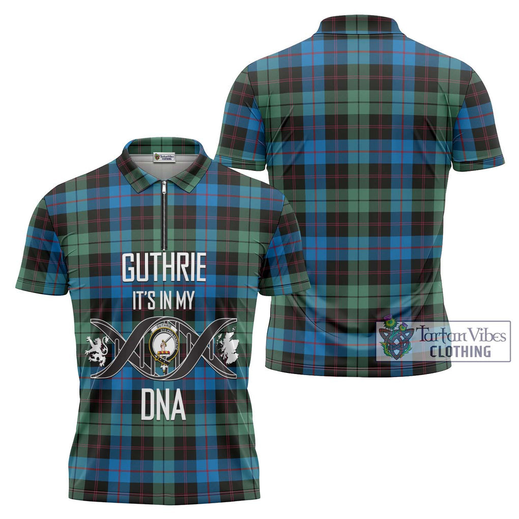 Guthrie Tartan Zipper Polo Shirt with Family Crest DNA In Me Style Unisex - Tartanvibesclothing Shop