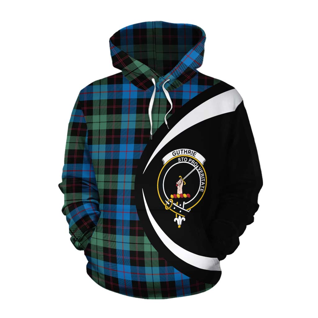 Tartan Vibes Clothing Guthrie Tartan Cotton Hoodie with Family Crest Circle Style