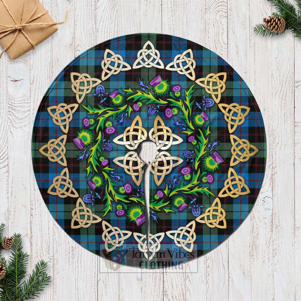 Tartan Vibes Clothing Guthrie Tartan Christmas Tree Skirt with Thistle Celtic Knot Style