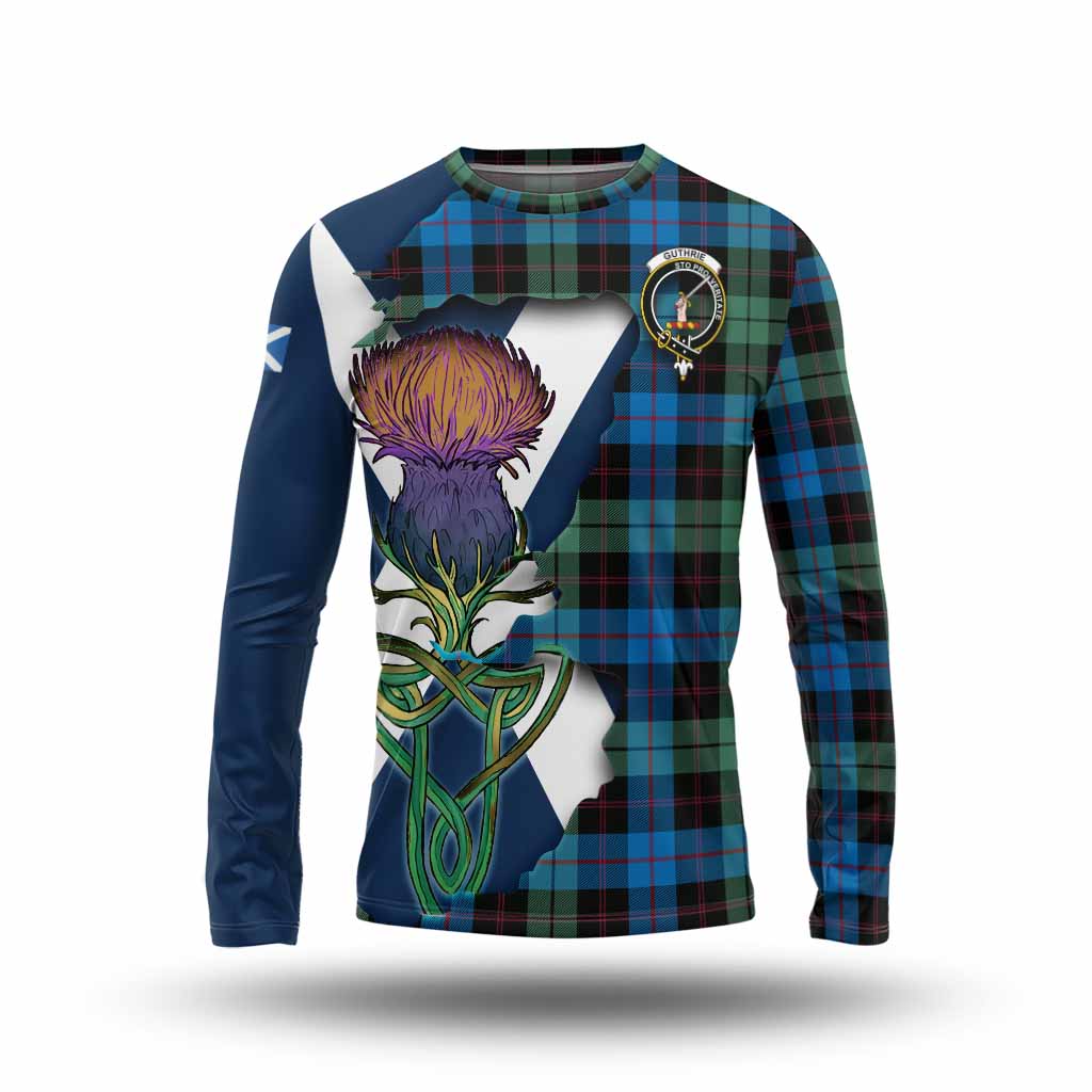Tartan Vibes Clothing Guthrie Tartan Family Crest Long Sleeve T-Shirt Scottish Thistle Celtic Inspired