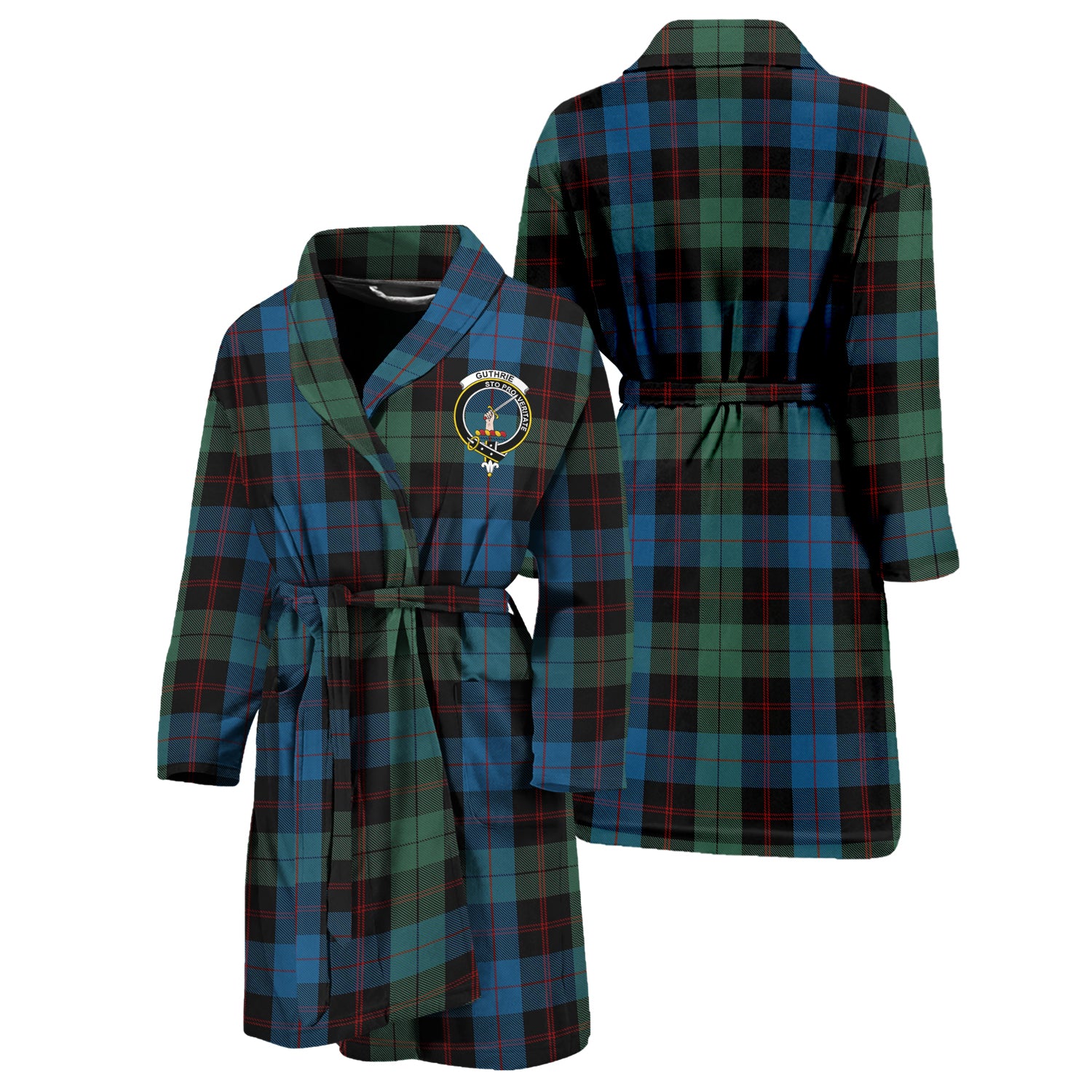Guthrie Tartan Bathrobe with Family Crest Unisex S - Tartan Vibes Clothing