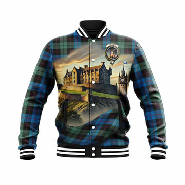 Guthrie Tartan Family Crest Baseball Jacket with Scottish Ancient Castle Style Unisex - Tartan Vibes Clothing