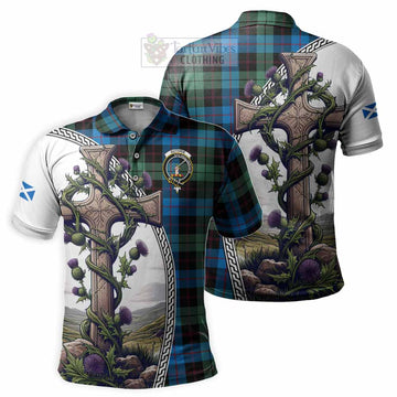 Guthrie Tartan Polo Shirt with Family Crest and St. Andrew's Cross Accented by Thistle Vines Kid - Tartan Vibes Clothing