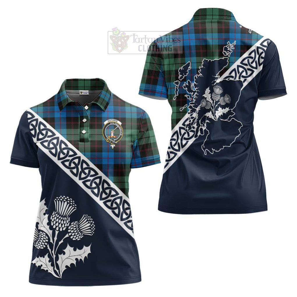 Guthrie Tartan Women's Polo Shirt Featuring Thistle and Scotland Map Women - Tartanvibesclothing Store