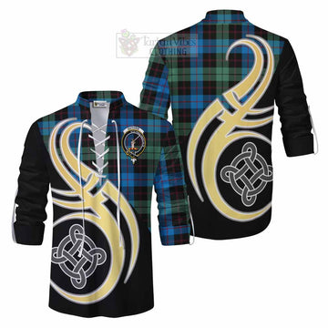 Guthrie Tartan Ghillie Kilt Shirt with Family Crest and Celtic Symbol Style Men - Tartan Vibes Clothing