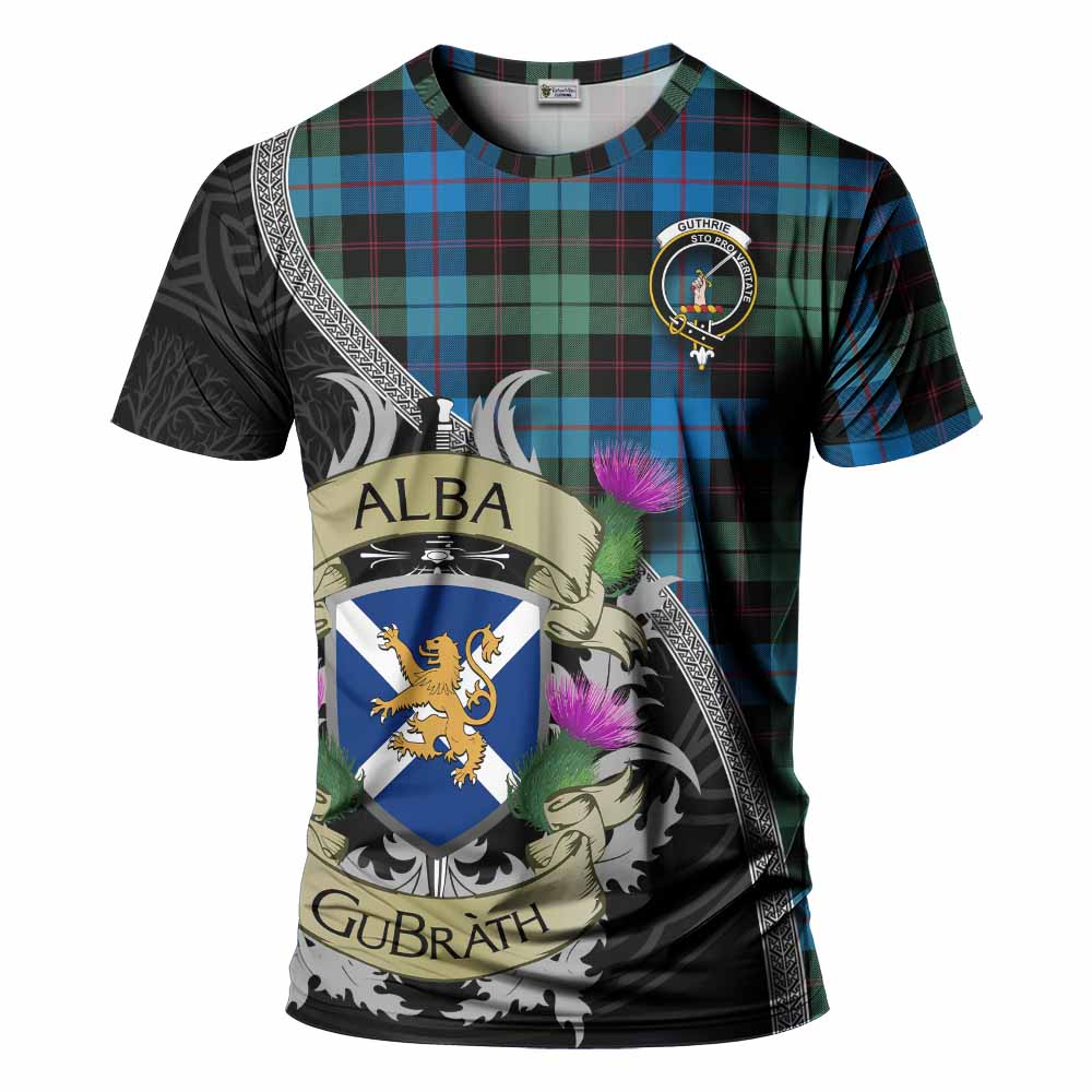 Guthrie Tartan Family Crest T-Shirt Lion Rampant Royal Thistle Shield Celtic Inspired Kid's Shirt - Tartan Vibes Clothing