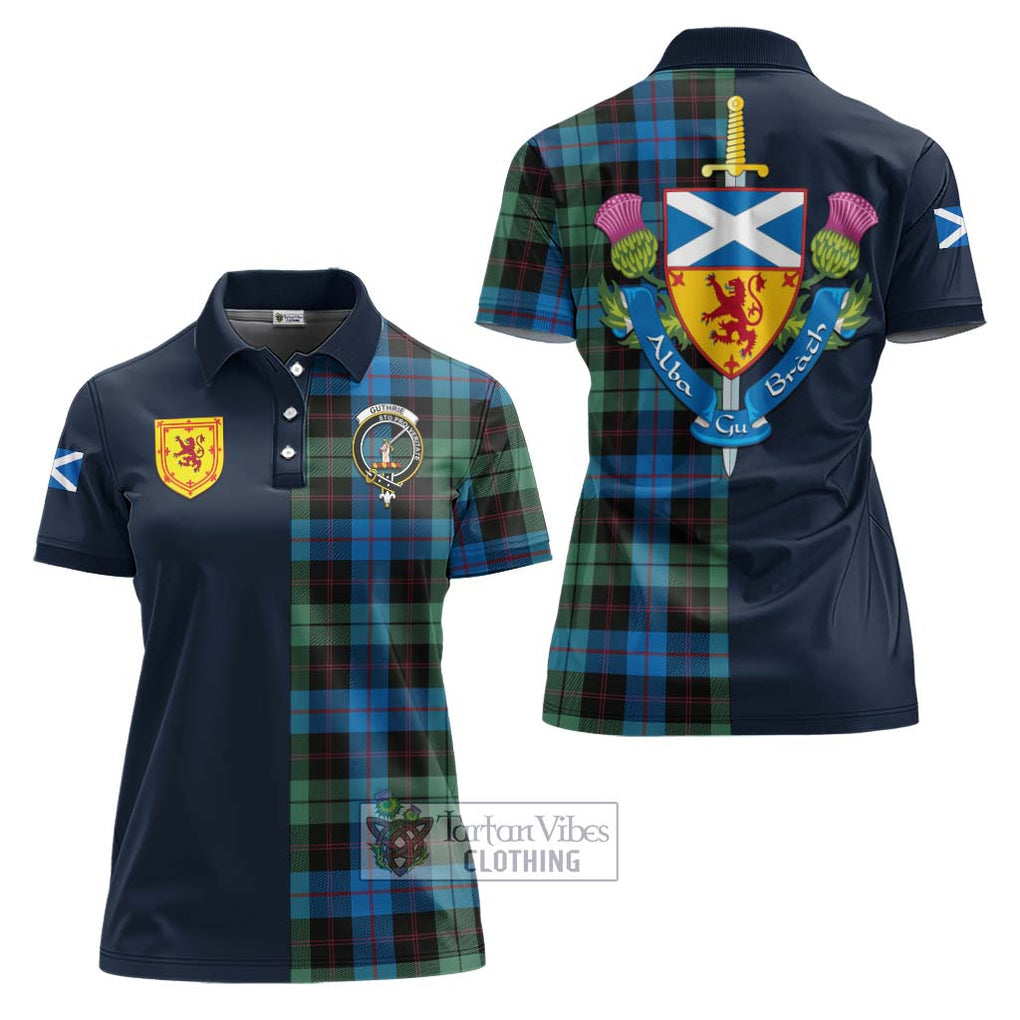 Guthrie Tartan Women's Polo Shirt Alba with Scottish Lion Royal Arm Half Style Women - Tartan Vibes Clothing