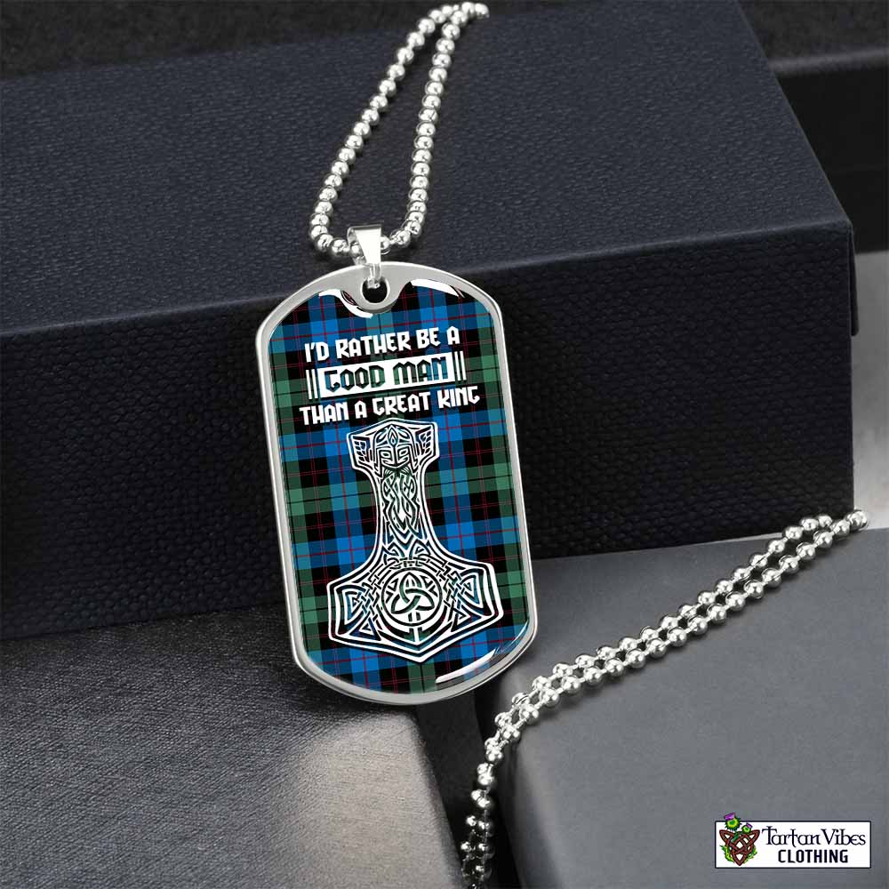Guthrie Tartan Dog Tag Necklace Viking Mjolnir Style Silver No - Tartan Vibes Clothing