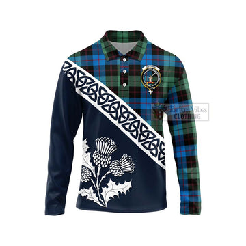 Guthrie Tartan Long Sleeve Polo Shirt Featuring Thistle and Scotland Map Unisex - Tartan Vibes Clothing