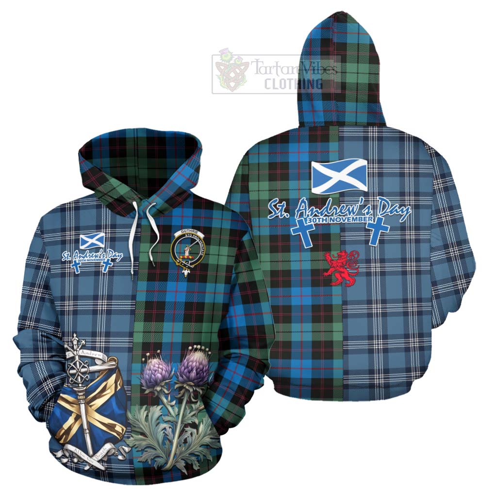 Guthrie Tartan Hoodie Happy St. Andrew's Day Half Tartan Style Zip Hoodie - Tartan Vibes Clothing