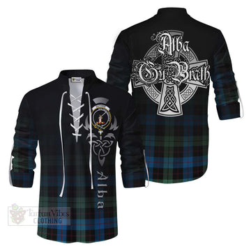 Guthrie Tartan Ghillie Kilt Shirt Featuring Alba Gu Brath Family Crest Celtic Inspired Men - Tartan Vibes Clothing
