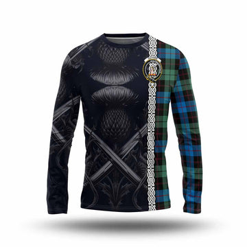Guthrie Tartan Long Sleeve T-Shirt with Family Crest Cross Sword Thistle Celtic Vibes Unisex - Tartan Vibes Clothing