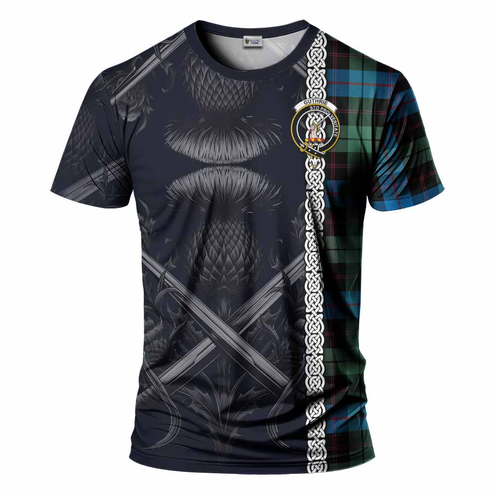 Guthrie Tartan T-Shirt with Family Crest Cross Sword Thistle Celtic Vibes Kid's Shirt - Tartan Vibes Clothing