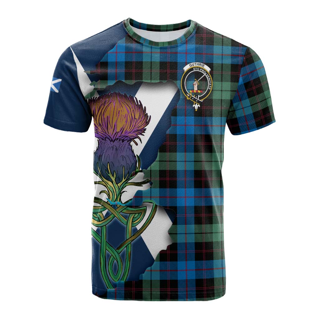 Tartan Vibes Clothing Guthrie Tartan Family Crest Cotton T-shirt Scottish Thistle Celtic Inspired