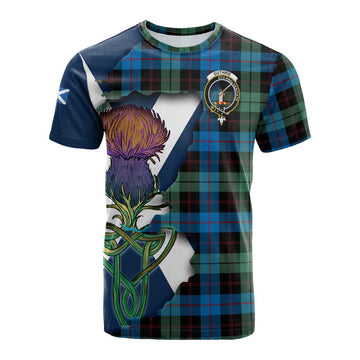 Guthrie Tartan Family Crest Cotton T-shirt Scottish Thistle Celtic Inspired