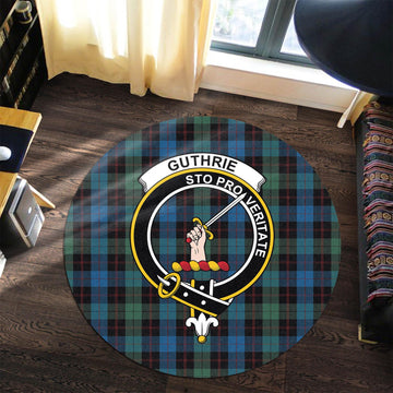 Guthrie Tartan Round Rug with Family Crest Premium Round Rug - Tartan Vibes Clothing