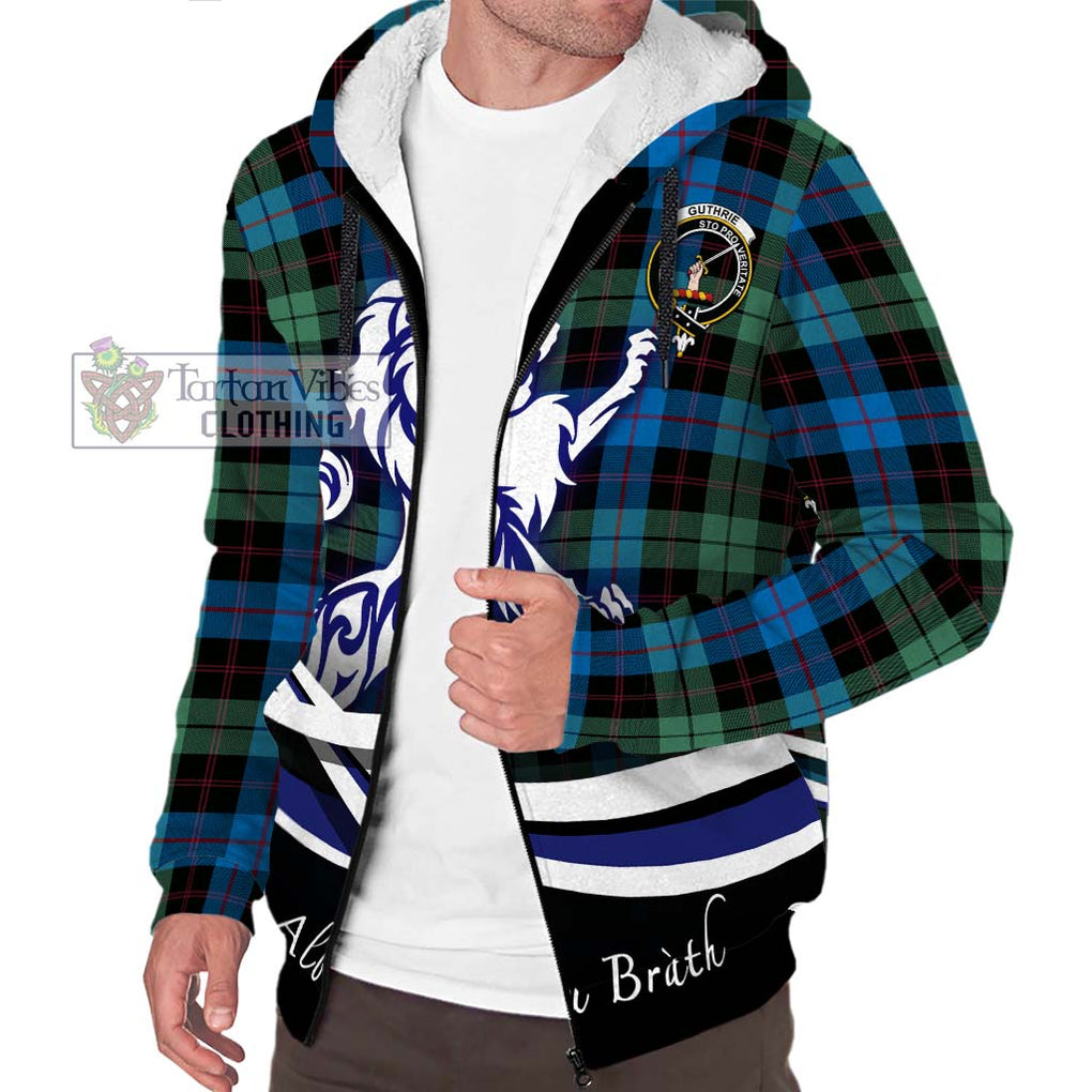 Guthrie Tartan Sherpa Hoodie with Alba Gu Brath Regal Lion Emblem Unisex S - Tartanvibesclothing Shop