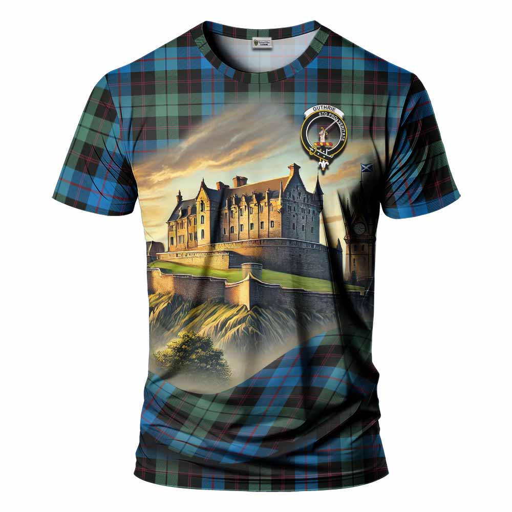 Tartan Vibes Clothing Guthrie Tartan Family Crest T-Shirt with Scottish Ancient Castle Stype
