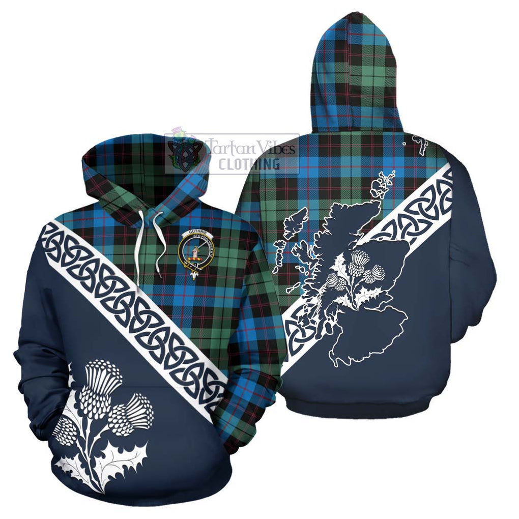 Tartan Vibes Clothing Guthrie Tartan Hoodie Featuring Thistle and Scotland Map