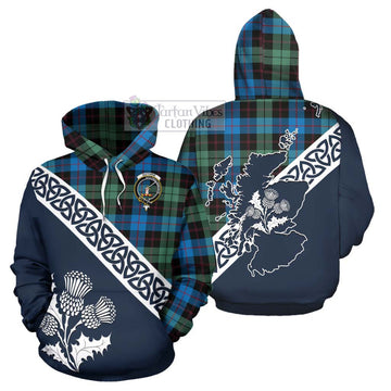 Guthrie Tartan Hoodie Featuring Thistle and Scotland Map
