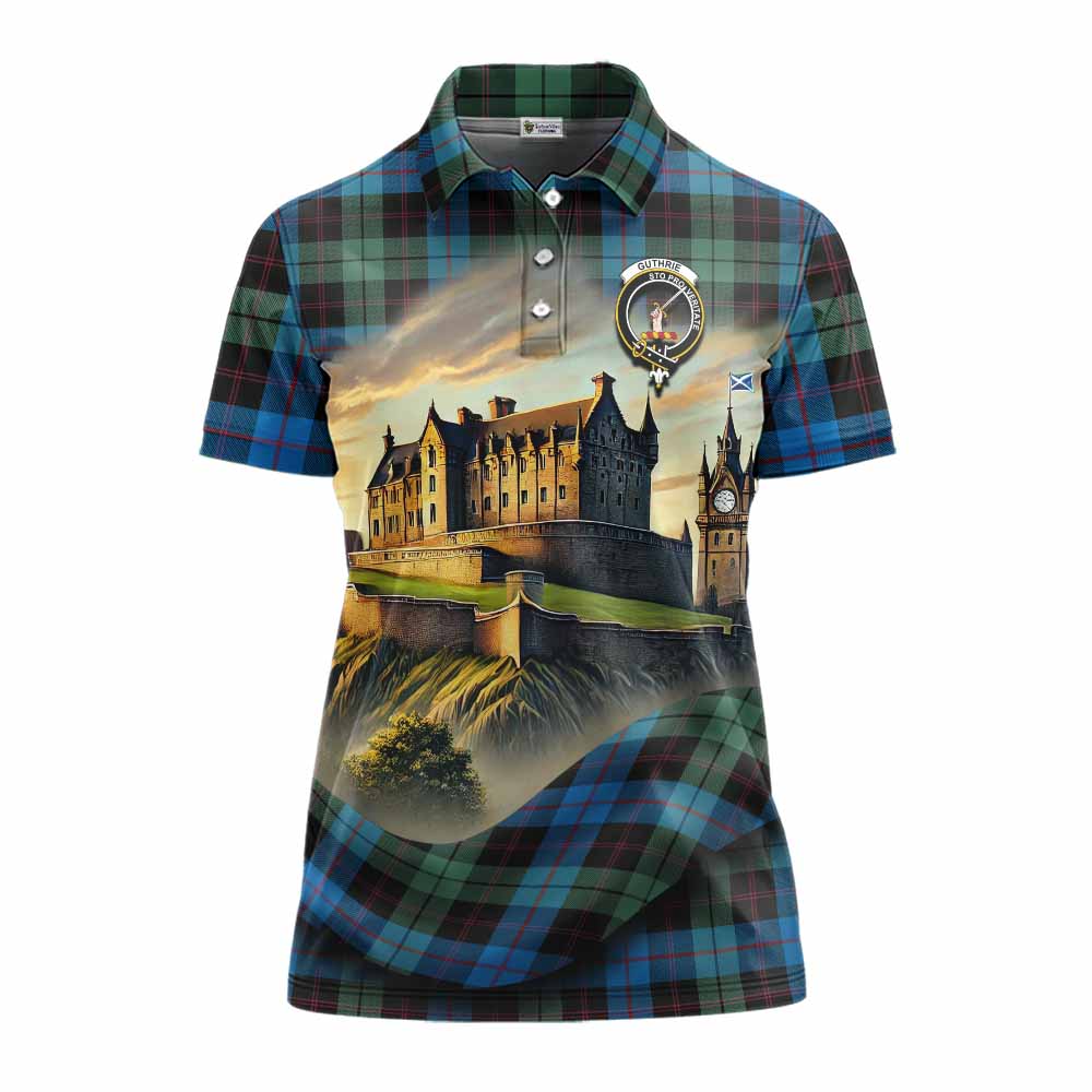 Guthrie Tartan Family Crest Women's Polo Shirt with Scottish Ancient Castle Style Women - Tartan Vibes Clothing
