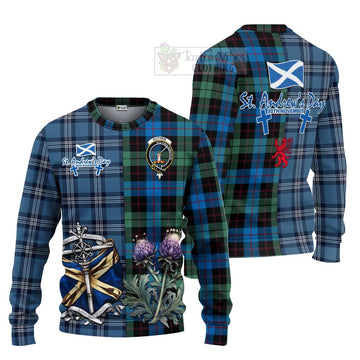 Guthrie Tartan Knitted Sweater Happy St. Andrew's Day Half Tartan Style Unisex - Tartan Vibes Clothing