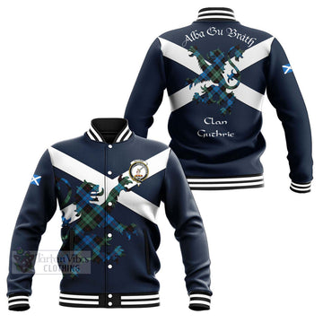 Guthrie Tartan Lion Rampant Baseball Jacket Proudly Display Your Heritage with Alba Gu Brath and Clan Name Unisex - Tartan Vibes Clothing