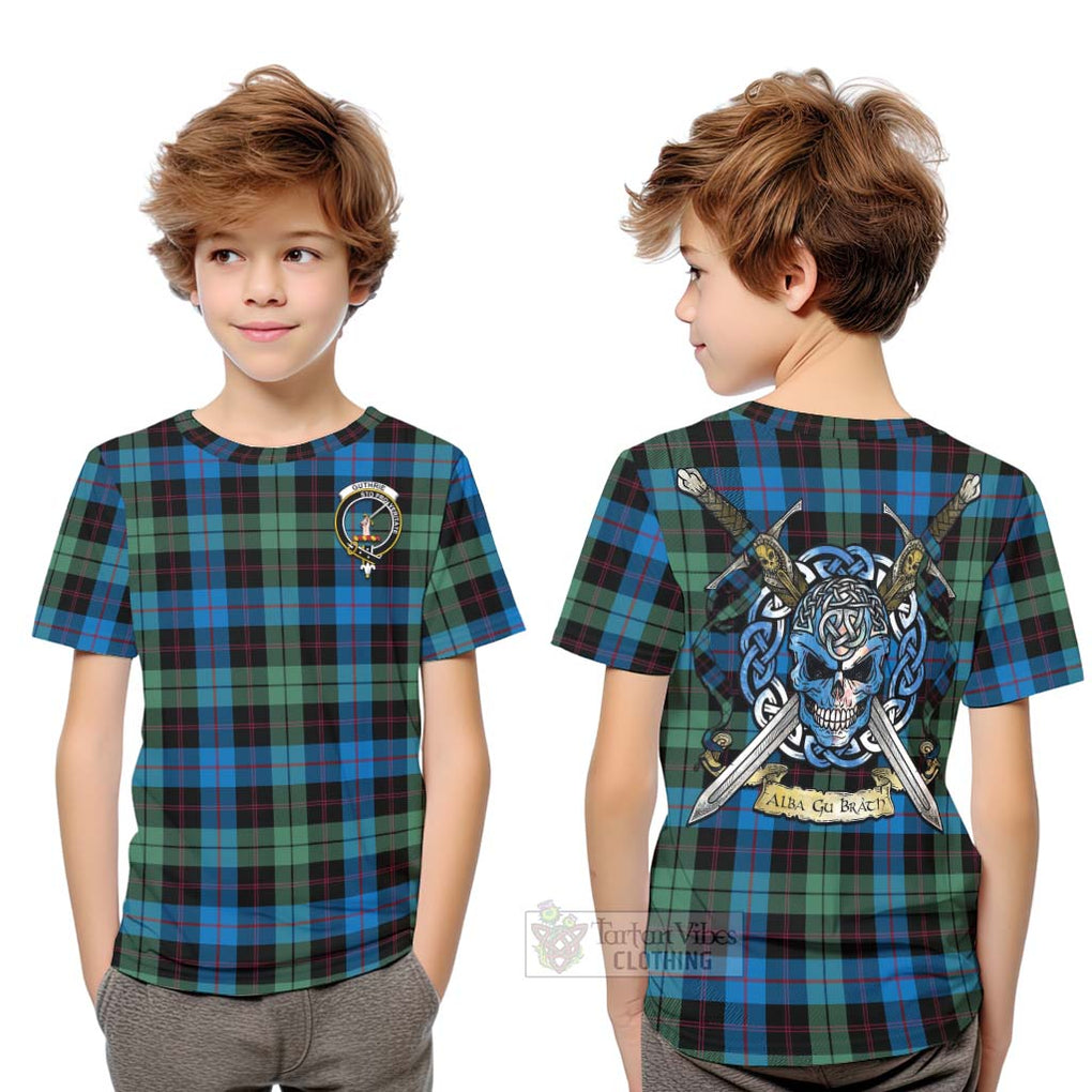 Guthrie Tartan Kid T-Shirt with Family Crest Celtic Skull Style Youth XL Size14 - Tartan Vibes Clothing