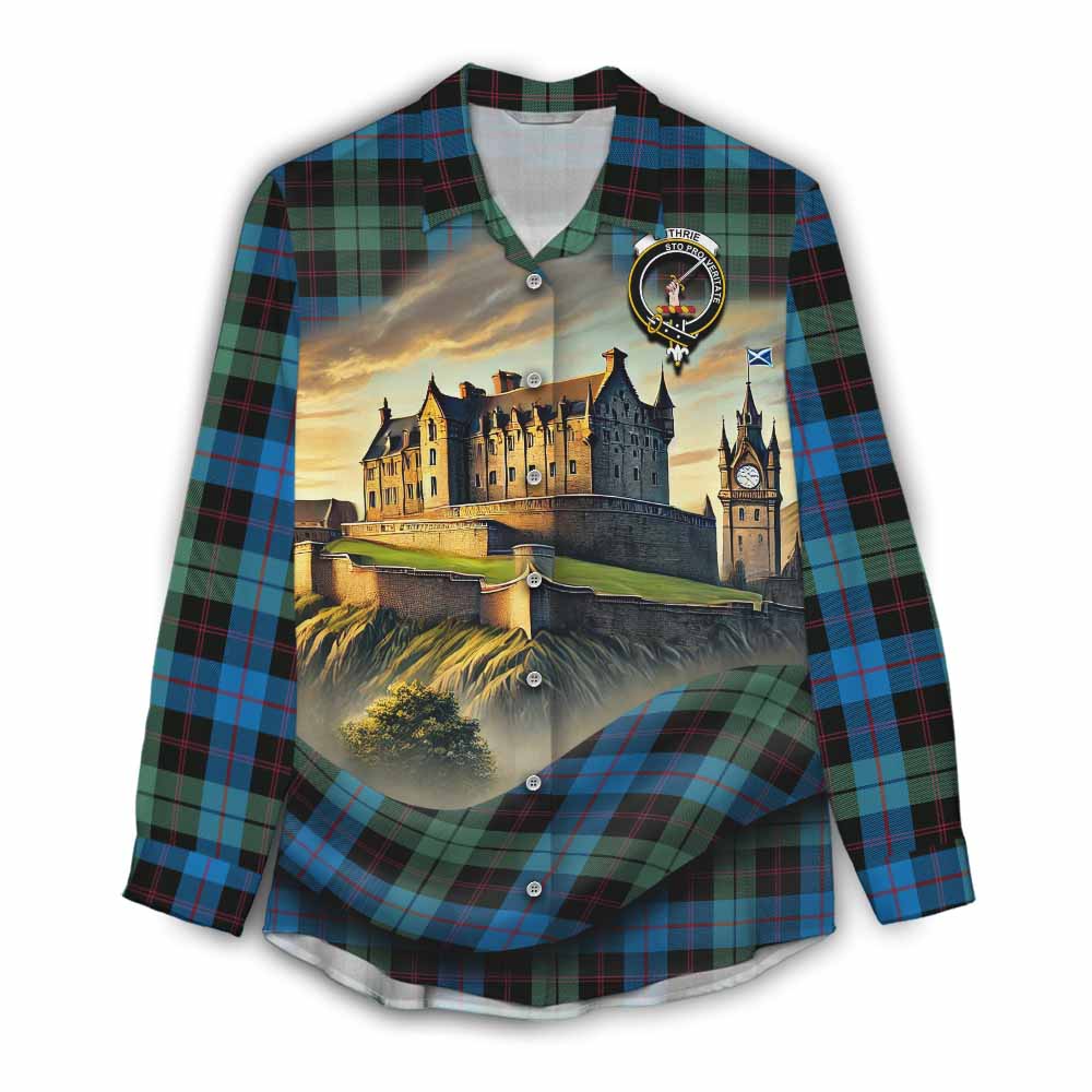 Tartan Vibes Clothing Guthrie Tartan Family Crest Women's Casual Shirt with Scottish Ancient Castle Style