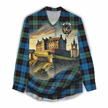 Guthrie Tartan Family Crest Women's Casual Shirt with Scottish Ancient Castle Style