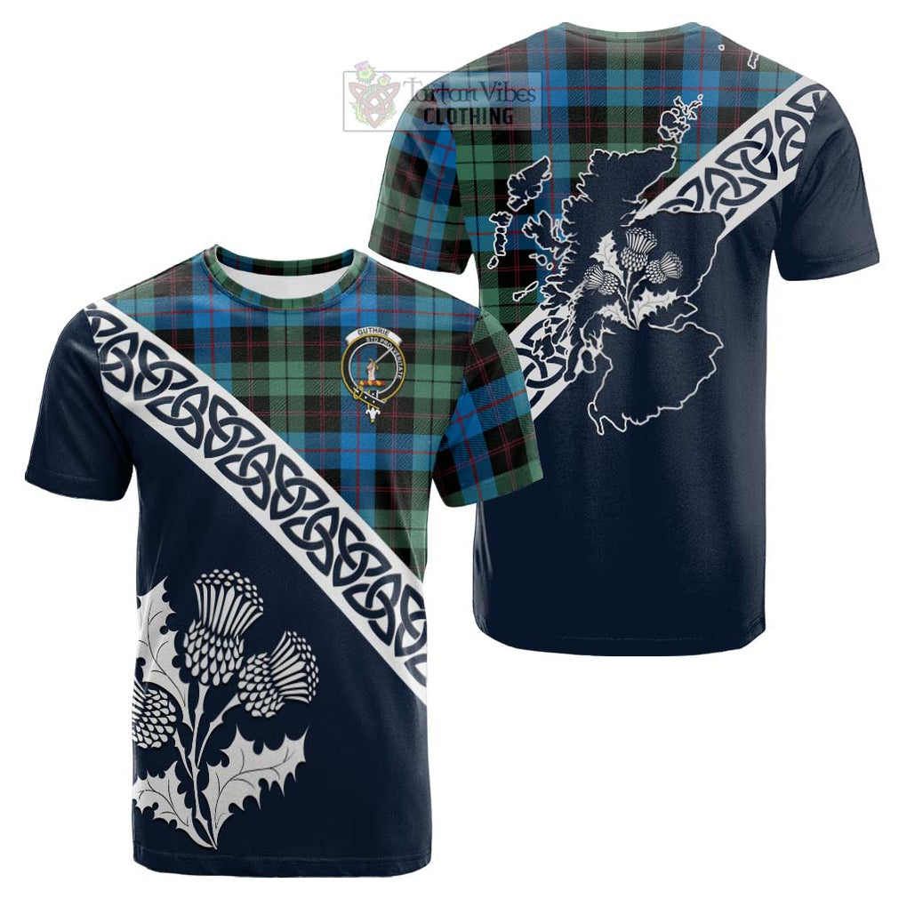 Guthrie Tartan Cotton T-shirt Featuring Thistle and Scotland Map Kid's Shirt - Tartan Vibes Clothing