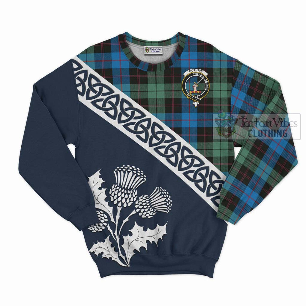 Guthrie Tartan Sweatshirt Featuring Thistle and Scotland Map Unisex - Tartan Vibes Clothing