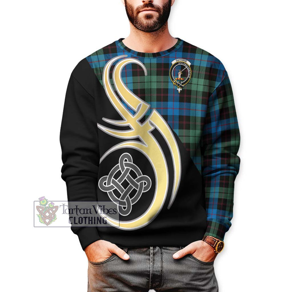 Guthrie Tartan Sweatshirt with Family Crest and Celtic Symbol Style Unisex - Tartan Vibes Clothing