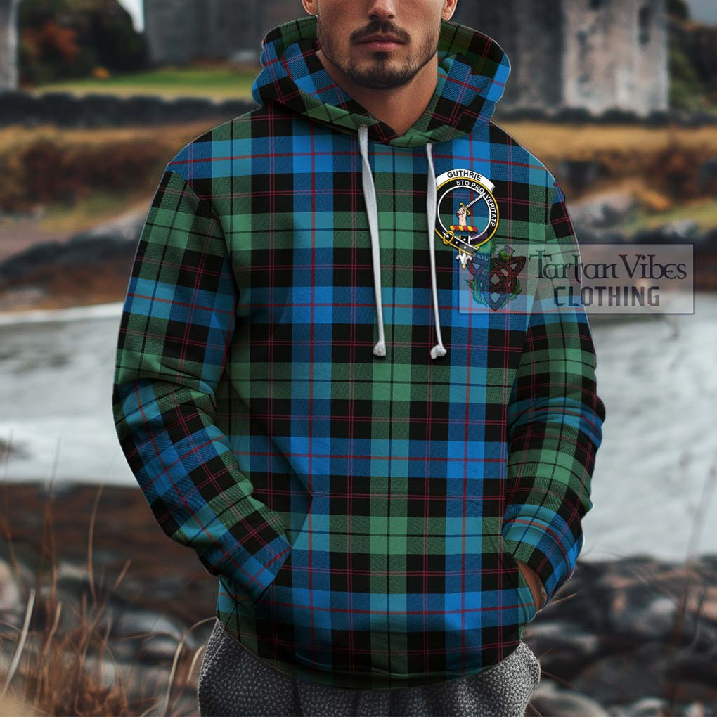 Guthrie Tartan Cotton Hoodie with Family Crest Zip Hoodie - Tartan Vibes Clothing