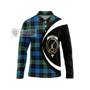 Guthrie Tartan Long Sleeve Polo Shirt with Family Crest Circle Style Unisex - Tartan Vibes Clothing