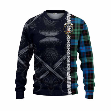 Guthrie Tartan Knitted Sweater with Family Crest Cross Sword Thistle Celtic Vibes Unisex - Tartan Vibes Clothing