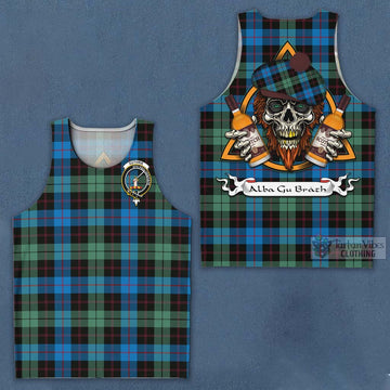 Guthrie Tartan Men's Tank Top with Family Crest and Bearded Skull Holding Bottles of Whiskey Men - Tartan Vibes Clothing